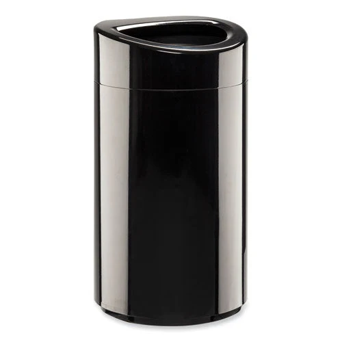 Open Top Oval Waste Receptacle, 14 Gal, Steel, Black, Ships In 1-3 Business Days - Image 1