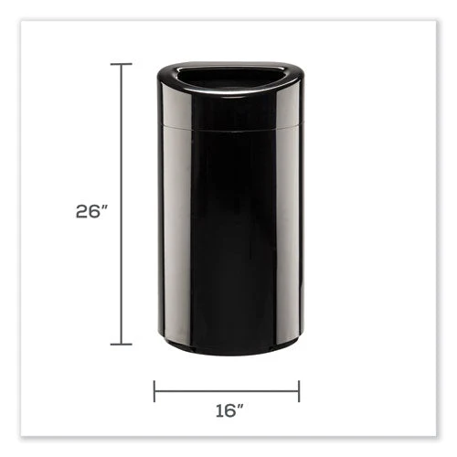 Open Top Oval Waste Receptacle, 14 Gal, Steel, Black, Ships In 1-3 Business Days - Image 2