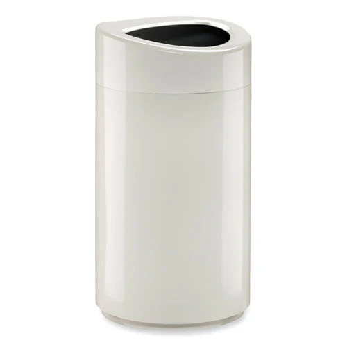Open Top Oval Waste Receptacle, 14 Gal, Steel, White, Ships In 1-3 Business Days - Image 1