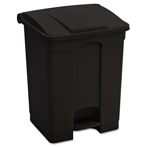 Large Capacity Plastic Step-on Receptacle, 17 Gal, Plastic, Black - Image 1