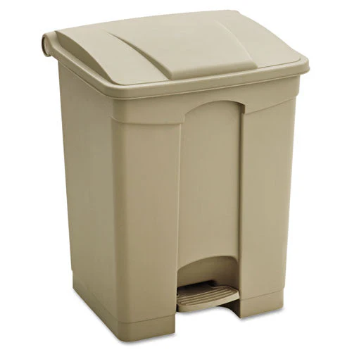 Large Capacity Plastic Step-on Receptacle, 17 Gal, Plastic, Tan - Image 1