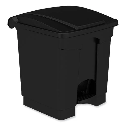 Plastic Step-on Receptacle, 20 Gal, Metal, Black, Ships In 1-3 Business Days - Image 1
