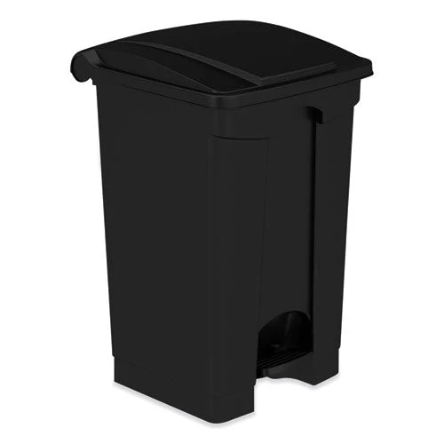 Plastic Step-on Receptacle, 12 Gal, Plastic, Black, Ships In 1-3 Business Days - Image 1