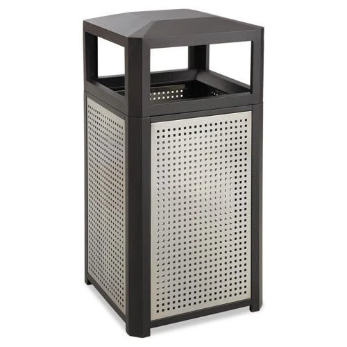 Evos Series Steel Waste Container, 15 Gal, Steel, Black - Image 1