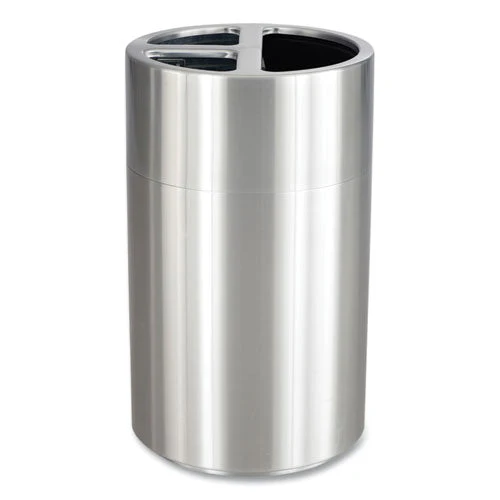 Triple Recycling Receptacle, 40 Gal, Steel, Brushed Aluminum, Ships In 1-3 Business Days - Image 1