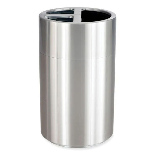 Triple Recycling Receptacle, 40 Gal, Steel, Brushed Aluminum, Ships In 1-3 Business Days - Image 3