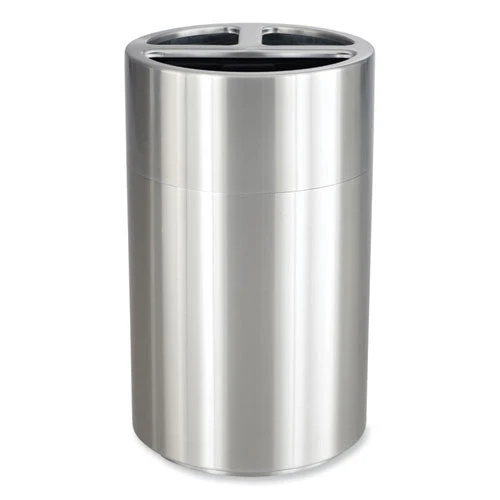 Triple Recycling Receptacle, 40 Gal, Steel, Brushed Aluminum, Ships In 1-3 Business Days - Image 2