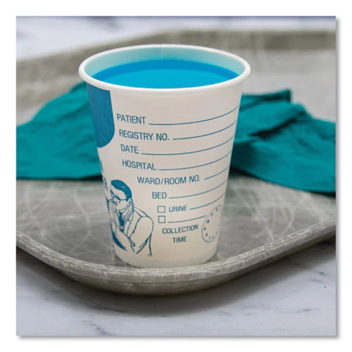 Paper Specimen Cups, 8 Oz, Blue/white, 50/sleeve, 20 Sleeves/carton - Image 3