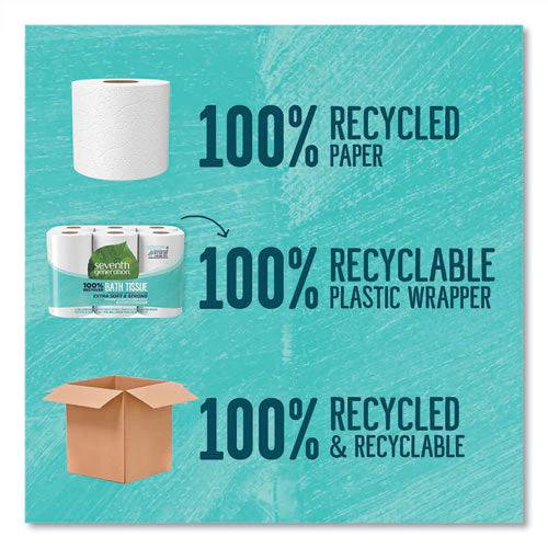 100% Recycled Bathroom Tissue, Septic Safe, 2-ply, White, 240 Sheets/roll, 12 Rolls/pack, 4 Packs/carton - Image 2