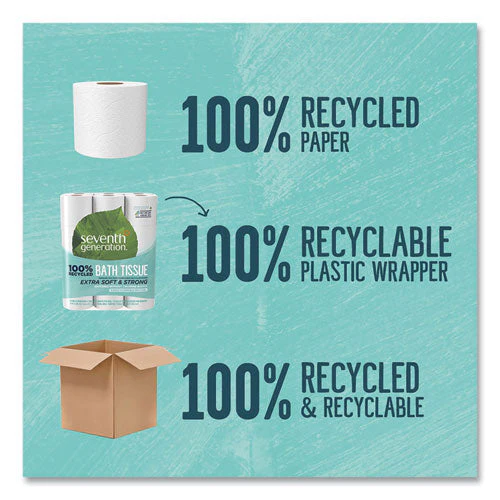 100% Recycled Bathroom Tissue, Septic Safe, 2-ply, White, 240 Sheets/roll, 24/pack, 2 Packs/carton - Image 3
