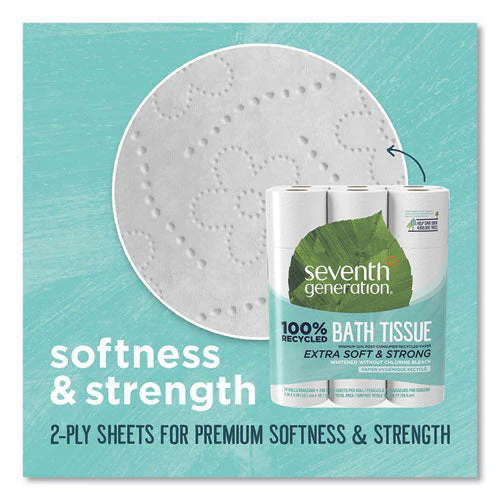 100% Recycled Bathroom Tissue, Septic Safe, 2-ply, White, 240 Sheets/roll, 24/pack - Image 3