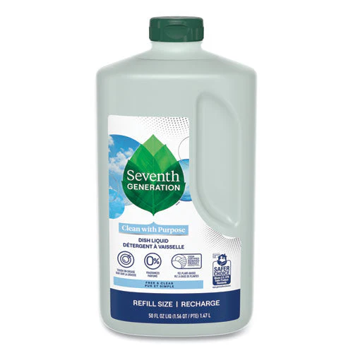 Natural Dishwashing Liquid, Free And Clear, 50 Oz Bottle, 3/carton - Image 1
