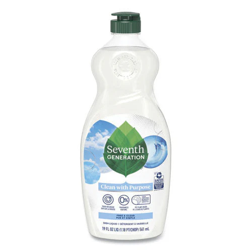 Natural Dishwashing Liquid, Free And Clear, 19 Oz Bottle, 6/carton - Image 1