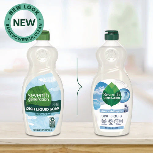 Natural Dishwashing Liquid, Free And Clear, 19 Oz Bottle - Image 1