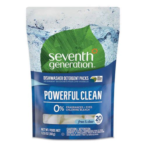 Natural Automatic Dishwasher Detergent Packs, Free And Clear, 45 Powder Packets/box, 5 Boxes/carton - Image 1