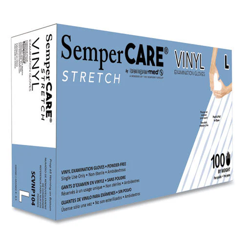 Stretch Vinyl Examination Gloves, Cream, Large, 100/box, 10 Boxes/carton - Image 1