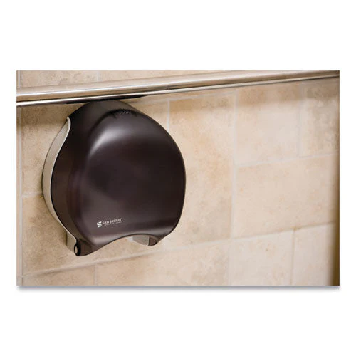 Single 9" Jumbo Bath Tissue Dispenser, Classic, 10.25 X 5.63 X 12, Transparent Black Pearl - Image 2