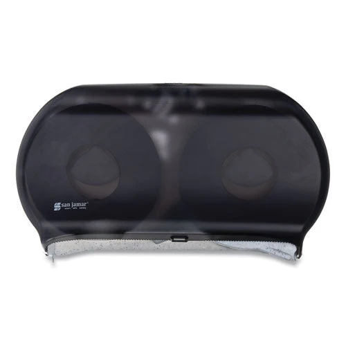 Twin 9" Jumbo Tissue Dispenser, Classic, 19 X 5.25 X 12, Transparent Black Pearl - Image 1