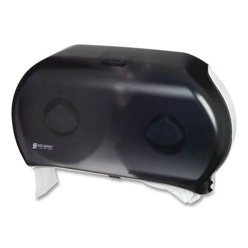 Twin 9" Jumbo Tissue Dispenser, Classic, 19 X 5.25 X 12, Transparent Black Pearl - Image 2