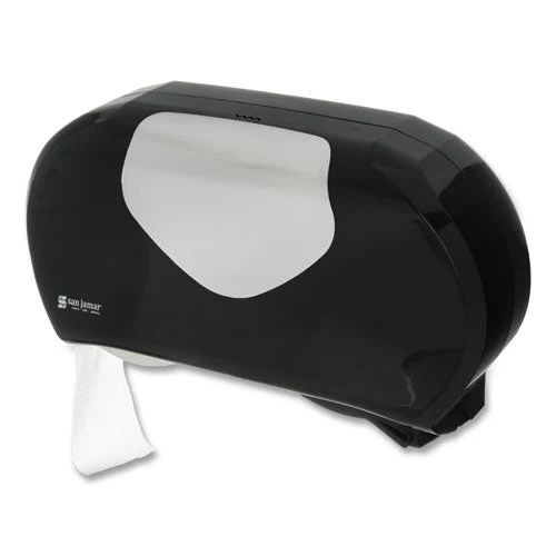 Twin 9" Jumbo Bath Tissue Dispenser, Summit, 20.07 X 5.88 X 11.9, Black/faux Stainless Steel - Image 1