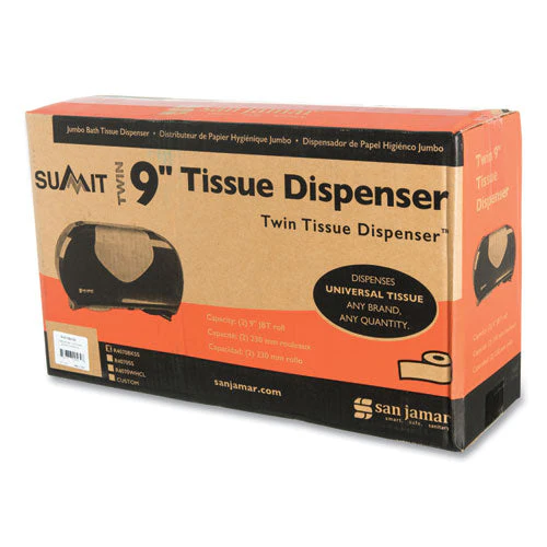 Twin 9" Jumbo Bath Tissue Dispenser, Summit, 20.07 X 5.88 X 11.9, Black/faux Stainless Steel - Image 3