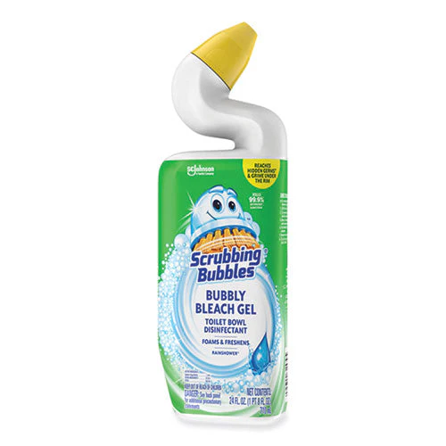 Bubbly Bleach Gel Disinfecting Toilet Bowl Cleaner, Rainshower Scent, 24 Oz Bottle - Image 1