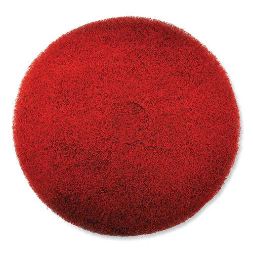 Ez Care Heavy Duty Scrub Pad, 20" Diameter, Red/gray, 5/carton - Image 1