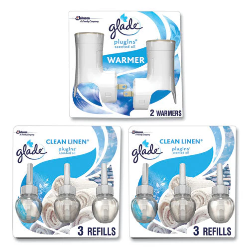 Plugin Scented Oil, Clean Linen, 0.67 Oz, 2 Warmers And 6 Refills/pack - Image 1