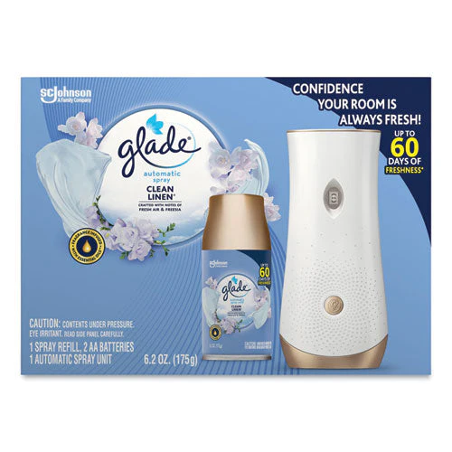 Automatic Spray Starter Kit, Spray Unit And Refill, White/gold, Clean Linen, 4/carton - Image 3