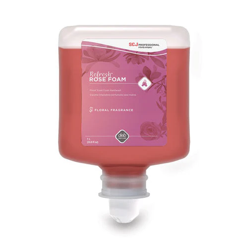 Refresh Foaming Hand Soap Manual Cartridge, Rose Scent, 1 L Refill, 6/carton - Image 1