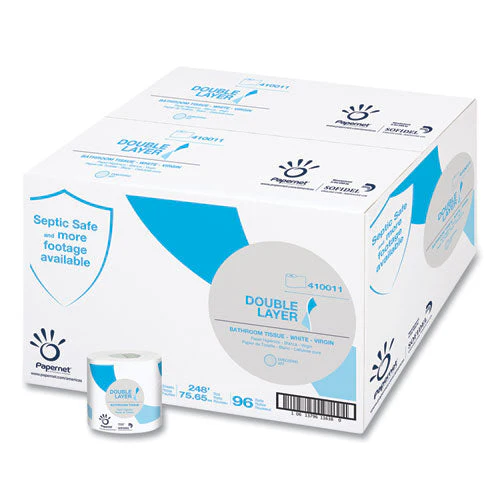 Double Layer Toilet Tissue, Septic Safe, 1-ply, White, Virgin, 850 Sheets/roll, 96 Rolls/carton - Image 1
