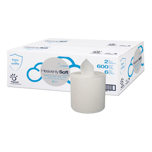 Heavenly Soft Center-pull Towel, Special Micro Embossing, 2-ply, 7.6 X 9, White, 600 Sheets/roll, 6 Rolls/carton - Image 1