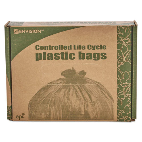 Controlled Life-cycle Plastic Trash Bags, 33 Gal, 1.1 Mil, 33" X 40", Green, 40/box - Image 2