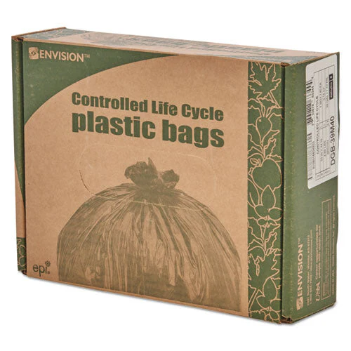 Controlled Life-cycle Plastic Trash Bags, 39 Gal, 1.1 Mil, 33" X 44", Brown, 40/box - Image 3