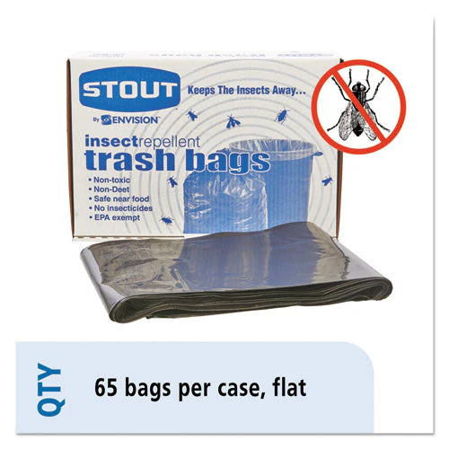 Insect-repellent Trash Bags, 55 Gal, 2 Mil, 37" X 52", Black, 65/box - Image 3