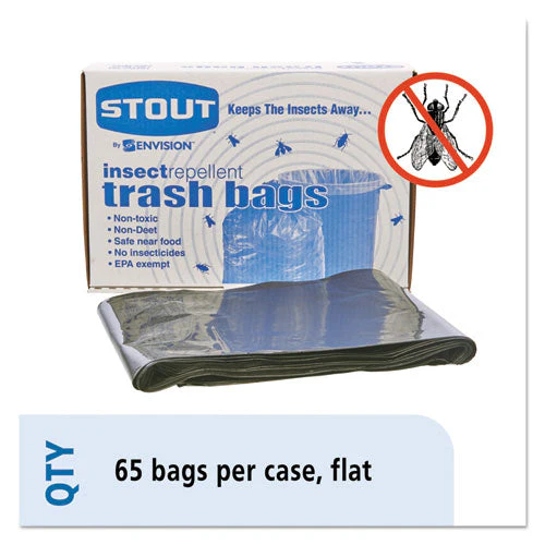 Insect-repellent Trash Bags, 45 Gal, 2 Mil, 40" X 45", Black, 65/box - Image 3