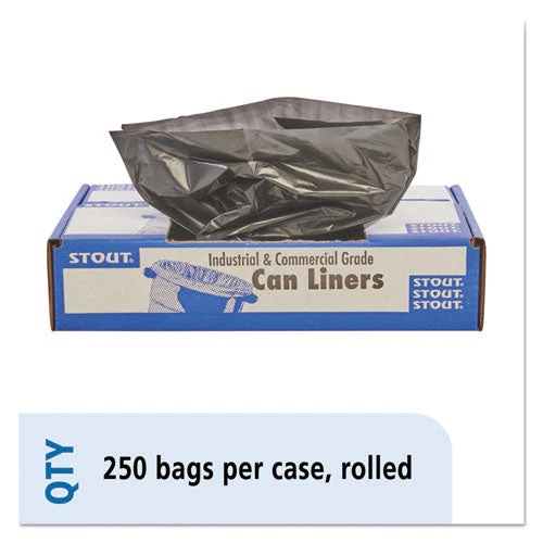 Total Recycled Content Plastic Trash Bags, 10 Gal, 1 Mil, 24" X 24", Brown/black, 250/carton - Image 1