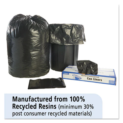 Total Recycled Content Plastic Trash Bags, 60 Gal, 1.5 Mil, 38" X 60", Brown/black, 100/carton - Image 3