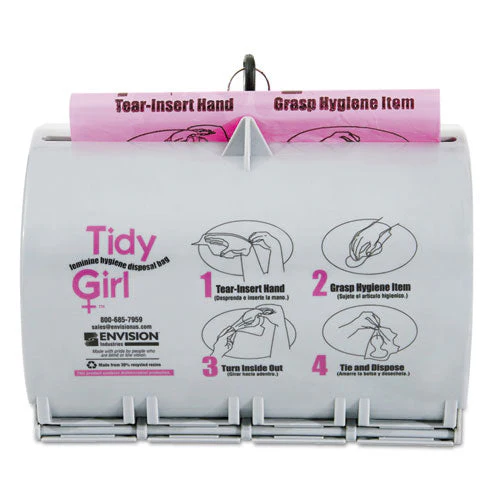 Plastic Feminine Hygiene Disposal Bag Dispenser, Gray - Image 1