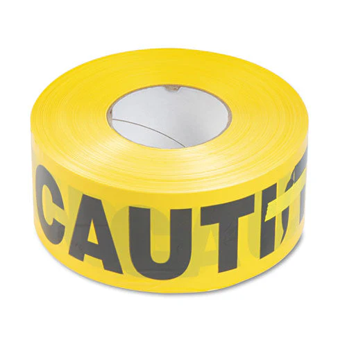 Caution Barricade Safety Tape, 3" X 1,000 Ft, Black/yellow - Image 1