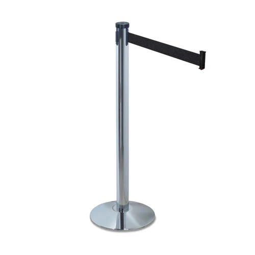 Adjusta-tape Crowd Control Stanchion Posts Only, Polished Aluminum, 40" High, Silver, 2/box - Image 1