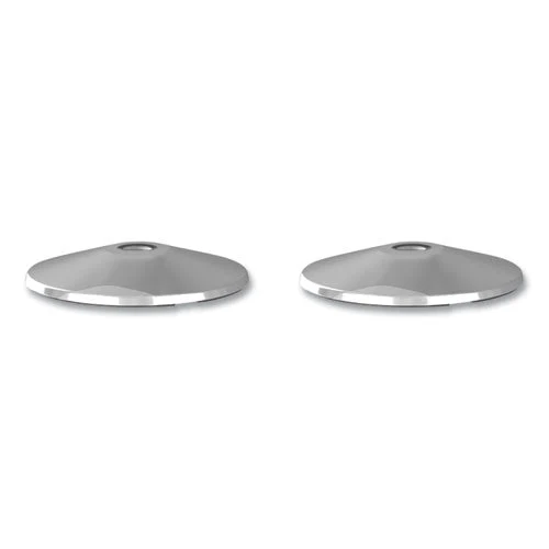 Adjusta-tape Crowd Control Stanchion Base Only, Polished Aluminum, 14" Diameter, Silver, 2/box - Image 1