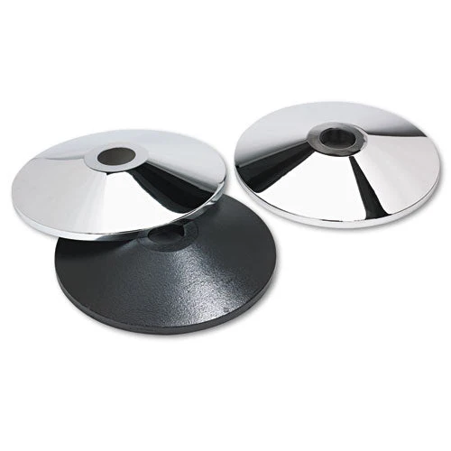 Adjusta-tape Crowd Control Stanchion Base Only, Polished Aluminum, 14" Diameter, Silver, 2/box - Image 3