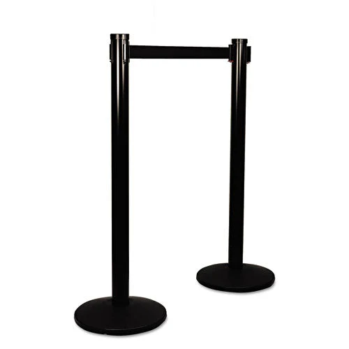 Adjusta-tape Crowd Control Posts Only, Steel, 40" High, Black, 2/box - Image 2