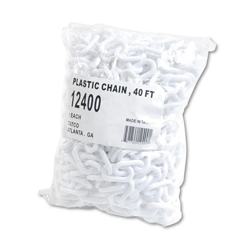 Crowd Control Stanchion Chain, Plastic, 40 Ft, White - Image 1