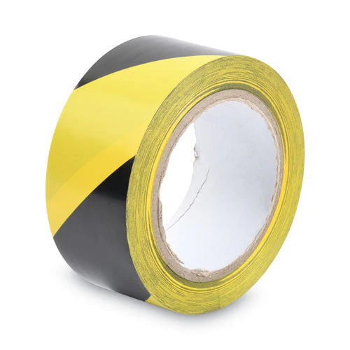 Hazard Marking Aisle Tape, 2" X 108 Ft, Black/yellow - Image 2