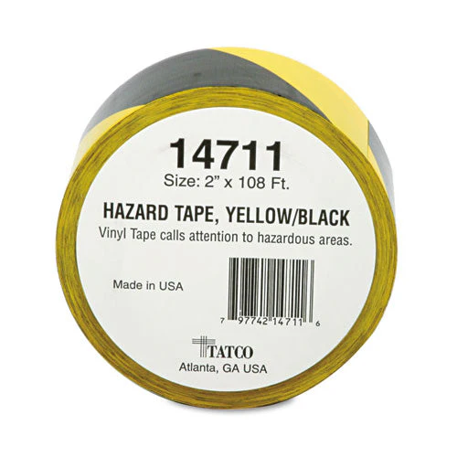 Hazard Marking Aisle Tape, 2" X 108 Ft, Black/yellow - Image 3