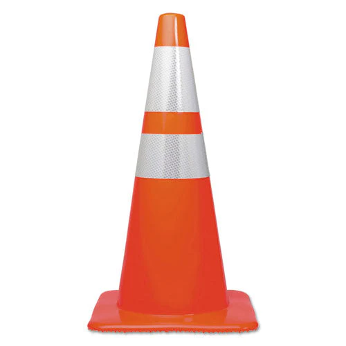 Traffic Cone, 14 X 14 X 28, Orange/silver - Image 1