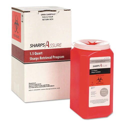 Sharps Retrieval Program Containers, 1.5 Qt, Plastic, Red - Image 1