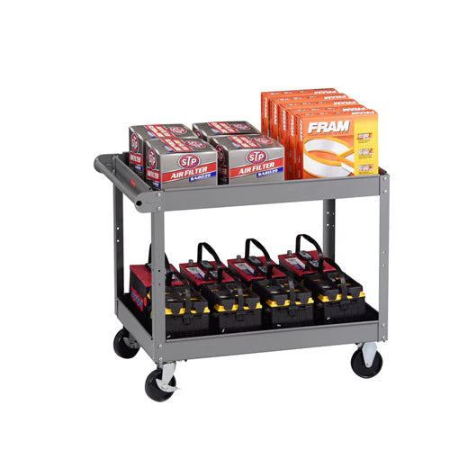 Two-shelf Metal Cart, Metal, 2 Shelves, 500 Lb Capacity, 24" X 36" X 32", Gray - Image 2